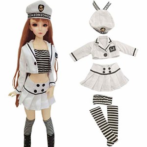 rakulifey 1/3ドール用衣装 人形セーラー服 コート チューブトップ スカート 帽子 白 プレゼント (1/3ドール衣装)