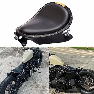 バイクシート ソロシート 合革 スプリング ブラケット リベット クッション 衝撃吸収 ホンダ カワサキ 汎用 ブラック