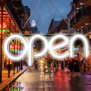 OPEN看板 LED OPEN SIGN オープン クローズ OPEN＆CLOSED時間付き 点滅設定可 カフェ 喫茶店 レストラン バー 居酒屋 インテリアショップ