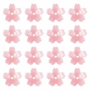 Beadthoven 約20個入り ピンク 樹脂ビーズキャップ 桜 花型 スペーサービーズ アクセサリーパーツ ジュエリー用 DIY ハンドメイド 手芸材