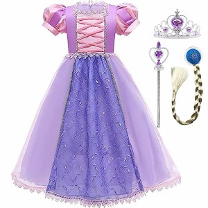 [LZH] 子供 コスプレ プリンセス ドレス アナと雪の女王 コスチューム エルサドレス 衣装 4点セット (コスプレドレス,ハートのティアラ, 