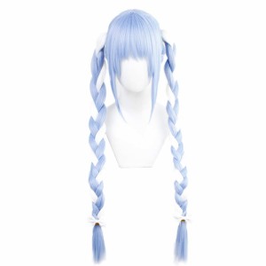 コスプレウィッグ 兎田ぺこら ブルー ホワイト 三つ？み 耐熱 ウィッグ かつら wig