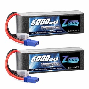 ゼエエ Zeee 4S リポバッテリー 14.8V 6000mAh 100C EC5プラグ付き 大容量バッテリー RCカー用 RC飛行機用 RCトラック用 無人機用など(2