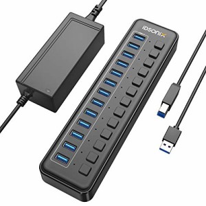 iDsonix USBハブ 電源付き USB ハブ 13ポート 増設 USB拡張 セルフパワー USB3.0ハブ 【 5Gbps 高速転送 USB 3.0 Hub 独立スイッチ付 12V