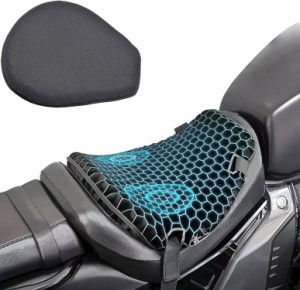 バイクシートクッション ゲルクッション(前席用-M) 3Dメッシュシート 衝撃吸収 人間工学に基づいた ムレにくい 快適 取り付け簡単、断熱