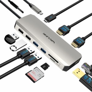 WAVLINK USB Type-C ハブ HDMI 4K出力 ミニドッキングステーション 12-in-1 多機能 USB 3.0変換アダプター2*USB3.0ポート/2*USB2.0ポート