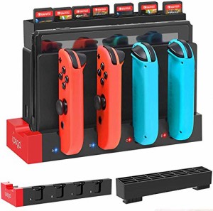 FiSound Switch充電スタンド ジョイコン充電器 joy-con充電スタンド充電ドックスイッチ本体カードゲーム収納 Joy-Con L/Rハンドル4台同時