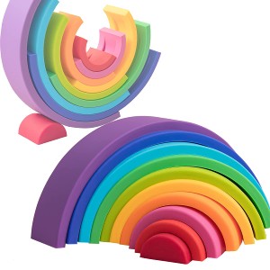 let’s make 虹の積み木 シリコンパズル スタッキングゲーム レインボー色 半円形のビルディング・ブロック 10ピース 積み木 早期教育お