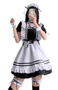 [FULINE] メイド服 コスプレ衣装 女装 萌え萌え かわいい 仮装 ゴスロリ ワンピース 大きいサイズ ブラック 4XL