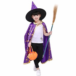 [Meicyan] ハロウィン コスプレ 魔女のマント子供 仮装 パーティー コスチューム 舞台衣装 男女兼用 (紫)