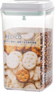 RECYCOキャニスター 密閉容器 食品保存容器 プラスチック ペットフードストッカー ポップアップコンテナ 片手で簡単開閉 湿気を防ぐ 透明