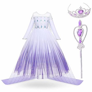 【KOVIDSUN】エルサ Cosplay 子供服 女の子 ドレス アナと雪の女王2 プリンセスドレス ステージ パフォーマンスコスチューム コスチュー