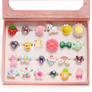 [huazontom] 指輪 おもちゃ 子供用 24個 指輪セット キッズリング ジュエリー 女の子おもちゃ 宝石リング おしゃれ プリンセス クリスマ