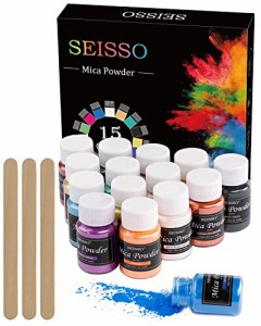 SEISSO マイカパウダー レジン 着色剤 ネイルパウダー 15色 エポキシ顔料 DIY キラキラ顔料 パウダー 絵具 スライム ペンキ 塗装 石鹸着