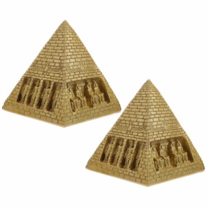 OUNONA 2個エジプトのピラミッドの彫像古代エジプト文明のピラミッドミニチュアの装飾品は、ホームオフィスのためのエジプトの装飾の数字