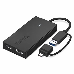 Plugable USB Type-C デュアル USB グラフィック変換アダプター、USB-C HDMI 用 Mac Windows 対応、最大解像度 1080p@60Hz の外部HDMIモ