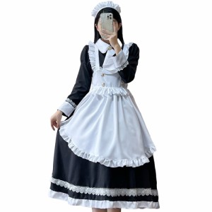 [YAISHN] メイド服 ロリータ ワンピース ゴスロリ 可愛い 正統 ドレス ロング 人気 ハロウィン 仮装 レディース コスプレ 長袖 蝶結ぶ パ