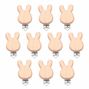 [木綿細工] ウッドクリップ 10個 ウサギ 留め具 アクセサリーパーツ DIY 手芸用品 紛失防止