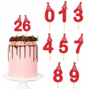 WishFirst ケーキトッパー キラキラ 番号0-9 カップケーキ お誕生日 パーティーの装飾 結婚記念日 ハッピーバースデー 10個 数字 ケーキ