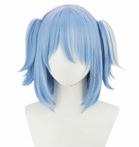 コスプレウィッグ 兎田ぺこら ブルー ホワイト グラデーション 耐熱 ウィッグ かつら wig (ボブ（耳なし）)