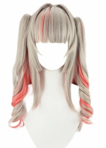 コスプレウィッグ 魔界ノりりむ ウィッグ+ネット付 グレー ピンク グラデーション 耐熱 ウィッグ かつら wig