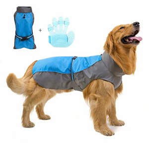 犬のレインコート大型小型犬カバーオール外出雨具反射ポンチョ犬水着防水防風軽量ペット服 (8XL,ブルー)