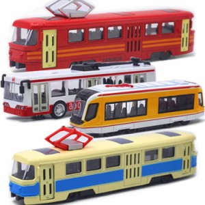 Dear Deer バスおもちゃ 列車おもちゃ 合金製 バス 列車 4台セット 観光バス 路線バス 電車 模型 モデルカー プルバックカー 女の子 男の