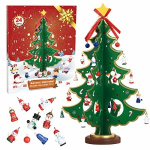 LEMESO アドベントカレンダー 2024 クリスマスツリー 卓上 木製 クリスマス オーナメント 飾り 置物 飾り付け デコレーション 装飾 クリ