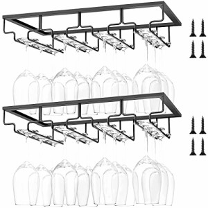 RILIHII ワイングラスホルダー吊り下げ 2個入れ 4連 グラスホルダー ワイングラスハンガー ワイングラス置き ワイングラス収納 乾燥/水切