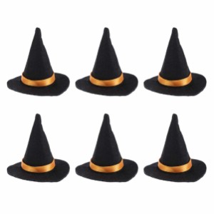 Toyvian 魔女の帽子 ミニ 6pcs ハロウィン パーティーグッズ コスプレ 魔法使い 三角帽子 小悪魔 ウィッチハット 仮装 （黒）