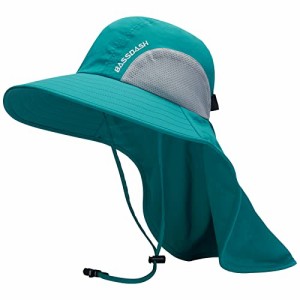 [Bassdash] バスダッシュ 釣り 帽子 uvカット つば広 ネックシェード付きハット 日除け帽子 撥水 吸汗 速乾 ポニーテール穴付き フィッシ