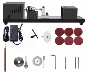 Jiayichengju 旋盤機 ミニ旋盤 ビーズ研磨機 ジュエリービーズ研磨 木工ツール 24VDC 100W 高精度 耐久性 ビーズポリッシャー機 木工ツー