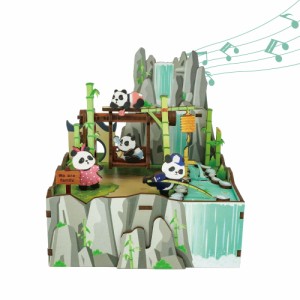 Tonecheer オルゴール 立体パズル 3D木製パズル DIY音楽ボックス 組み立て 回転式オルゴール 時計仕掛け 発条 ウッド クラフト 女の子 大