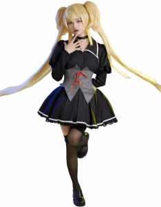 [Miccostumes] 女性 コスチューム アニメ 美少女 魔女 コスプレ 衣装 ブラック ドレス コルセット付き (L)