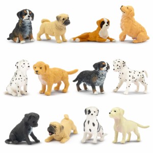 TOYMANY 12PCSミニ犬フィギュア ミニ動物フィギュア 動物フィギュアセット 犬モデル リアルな動物模型 犬おもちゃ 人気動物 玩具 誕生日