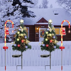 YAYAMIYA クリスマス クリスマス ツリ キャンディーケーン型 ガーデンライトイルミネーション 屋外 防水 ソーラー クリスマス ツリー 2本