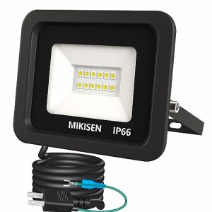MIKISEN led 投光器 作業灯 看板灯 10w 昼光色 1200LM 6500K 100w相当 1.8コード IP66防水 アース端子付2Pプラグ 120°広角 100V対応 ワ