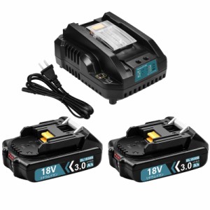 VANKO 互換 マキタ 18v バッテリー BL1830B 2個セット 3000mAh DC18RC充電器付き マキタ 18v バッテリー 充電器セット マキタ バッテリー