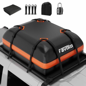 Favoto ルーフボックス 車用ルーフボックス 防水 425L 大容量 500D PVC 完全防水 ルーフレール不要 折りたたみ式 滑り止めシートつき ル