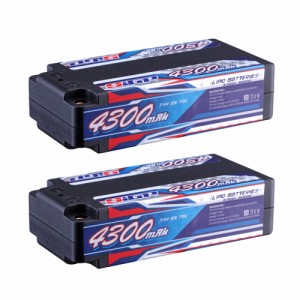 SIGP 7.4V 2Sリポバッテリー4300mAh 70Cハードケース（RC車両用4mm弾丸付き）カートラックトラギーボートタンクバギーレーシング趣味 2パ