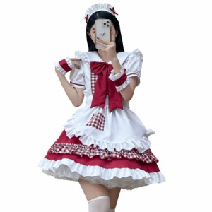 [FULINE] メイド服 コスプレ メイド かわいい メイド服 チェック コスチューム 仮装 メイド服 半袖 メンズ メイド服 女装 メイド服 大き