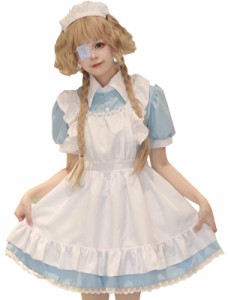 [FULINE] メイド服 コスプレ コンカフェ メイド エプロン 定番 ショート丈 メイドコスチューム 仮装 レディース メンズ セット 一式 こす