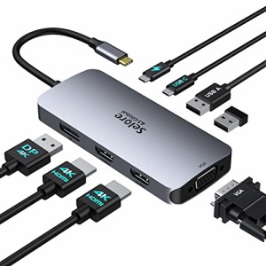 【2つHDMI＋DP＋VGA 4画面拡張】USB C ハブ ドッキングステーション hdmi 2ポート 4画面拡張可能 4K対応 100W 急速充電 Displayport VGA 