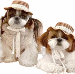 犬用 猫用 麦わら帽子 かわいい ペット用帽子 日除け帽子 超可愛い 帽子 ファッション 天然素材草 編み 熱中症予防 通気 ペット用品 ゴム
