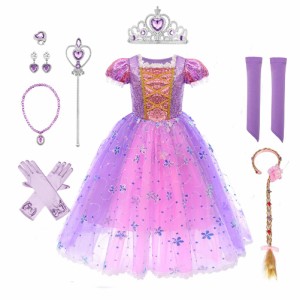 [IBTOM CASTLE] プリンセス ドレス 子供 コスプレ ソフィア ヘッドバンド 8点セット 長袖 キッズ 子供服 仮装 ワンピース ハロウィン ク