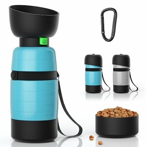 Pecute 犬用ウォーターボトル650ml+120mlおやつ 給水器 、犬 散歩 おやつ 給水器 ポータブルパピー飲用ボトル漏れ防止ペットトラベルボト