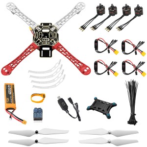 HAWK’S WORK F450 ドローン組み立てキット，フレーム + ESC + ブラシレスモーター + プロペラ + バッテリー + 付属品 + ギルドブック＆