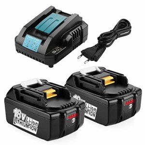 Ehomtikk マキタ 互換 バッテリー BL1860B 18V 6.5Ah LEDデジタル残量表示 DC18RC充電器 マキタ 14.4v-18v バッテリー充電用 マキタ 18v 