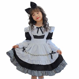 [RPFLQ] 女の子 メイド服 アリス ドレス ハロウィン コスプレ 衣装 エプロン 半袖 長袖 子供 エプロン付き 可愛い 萌え ロリータ 人気 イ