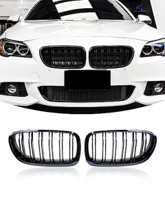 フロントキドニーグリル BMW F10 F11 F18用 フロントキドニーグリル ダブルスラット BMW 5シリーズ用 (グロスブラック)